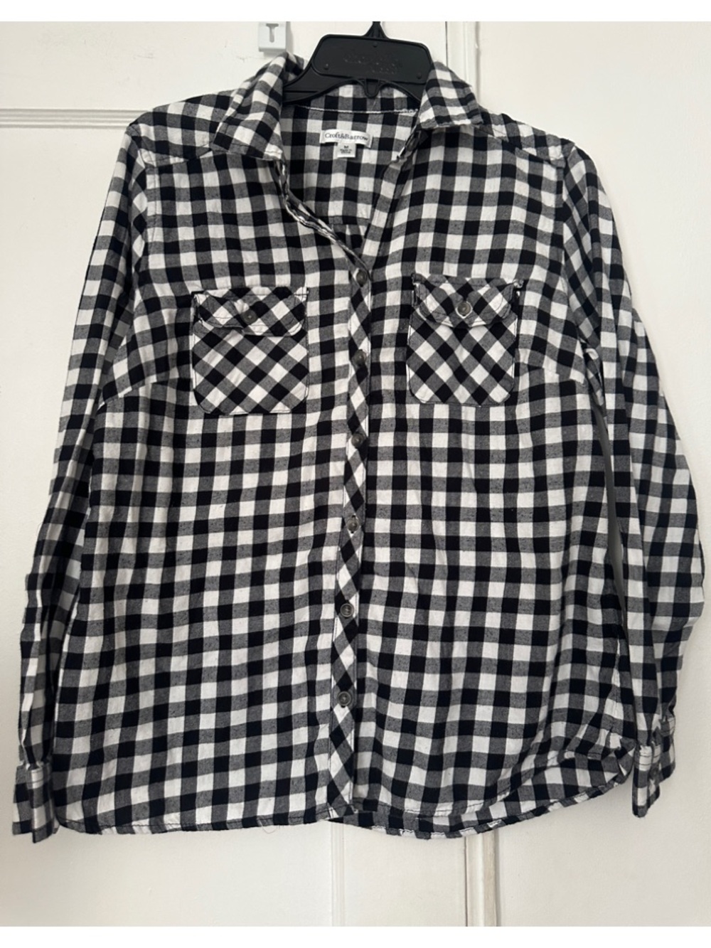 croft & barrow Black and White Plaid Button-Down Shirt - Preloved